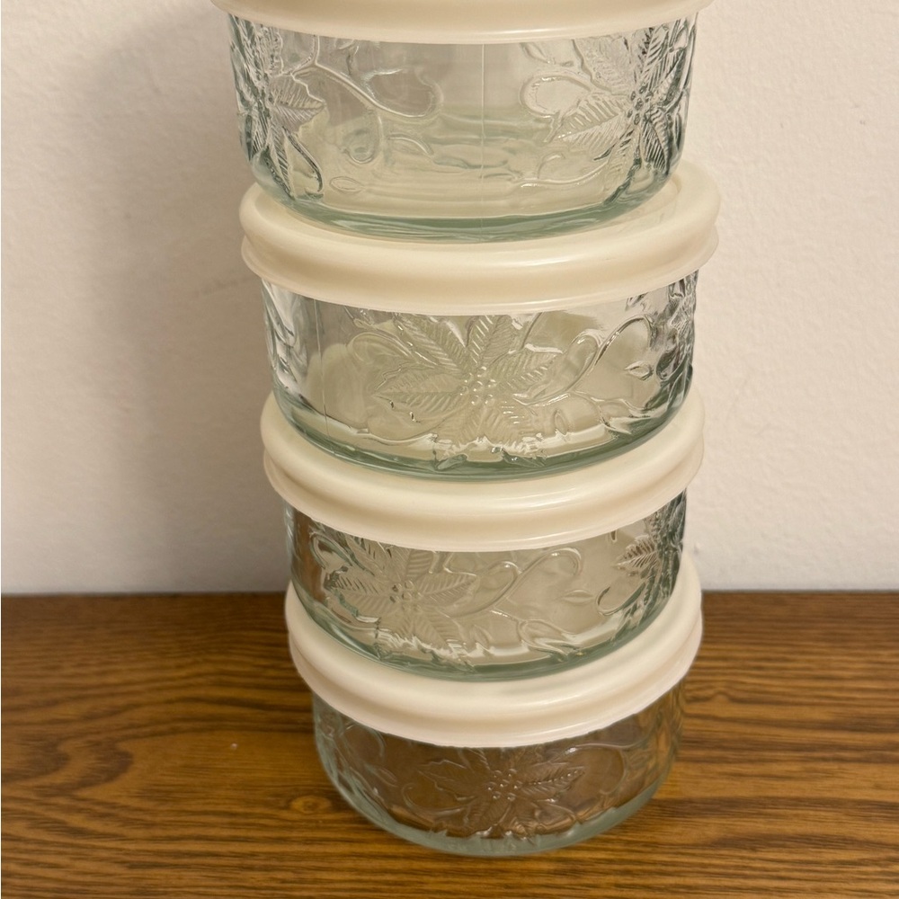 Set of 4 Vintage Princess House Fantasia 3 3/4" Glass Ramekins with Lids EUC - Picture 2 of 5